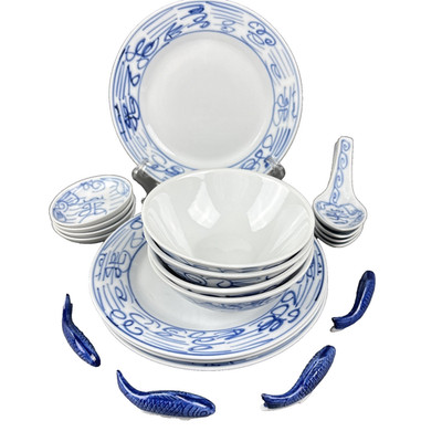 Canton Express Chinese Takeout 24pc Vintage Dining Set Double Happiness Pattern