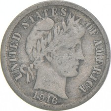 1916-S Barber Dime 90% Silver Average Circ *2881