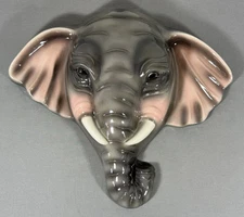Elephant Mask Wall Hanging Ceramic Signed Handmade/painted 1989 NICE