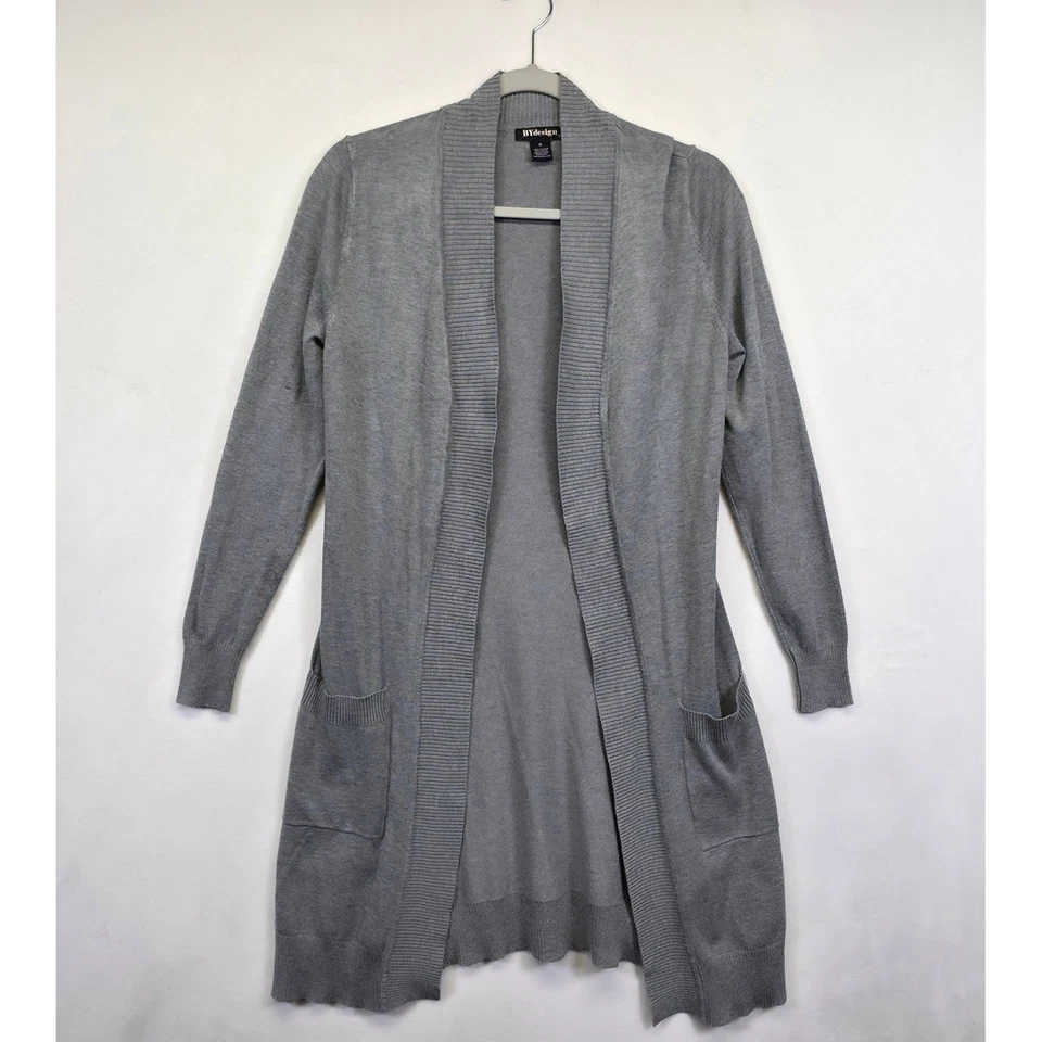 Cárdigan BYDESIGN Mujer M Gris Capas Abiertas Salón Acogedor Longline Suéter Plumero Foto 2 de 4