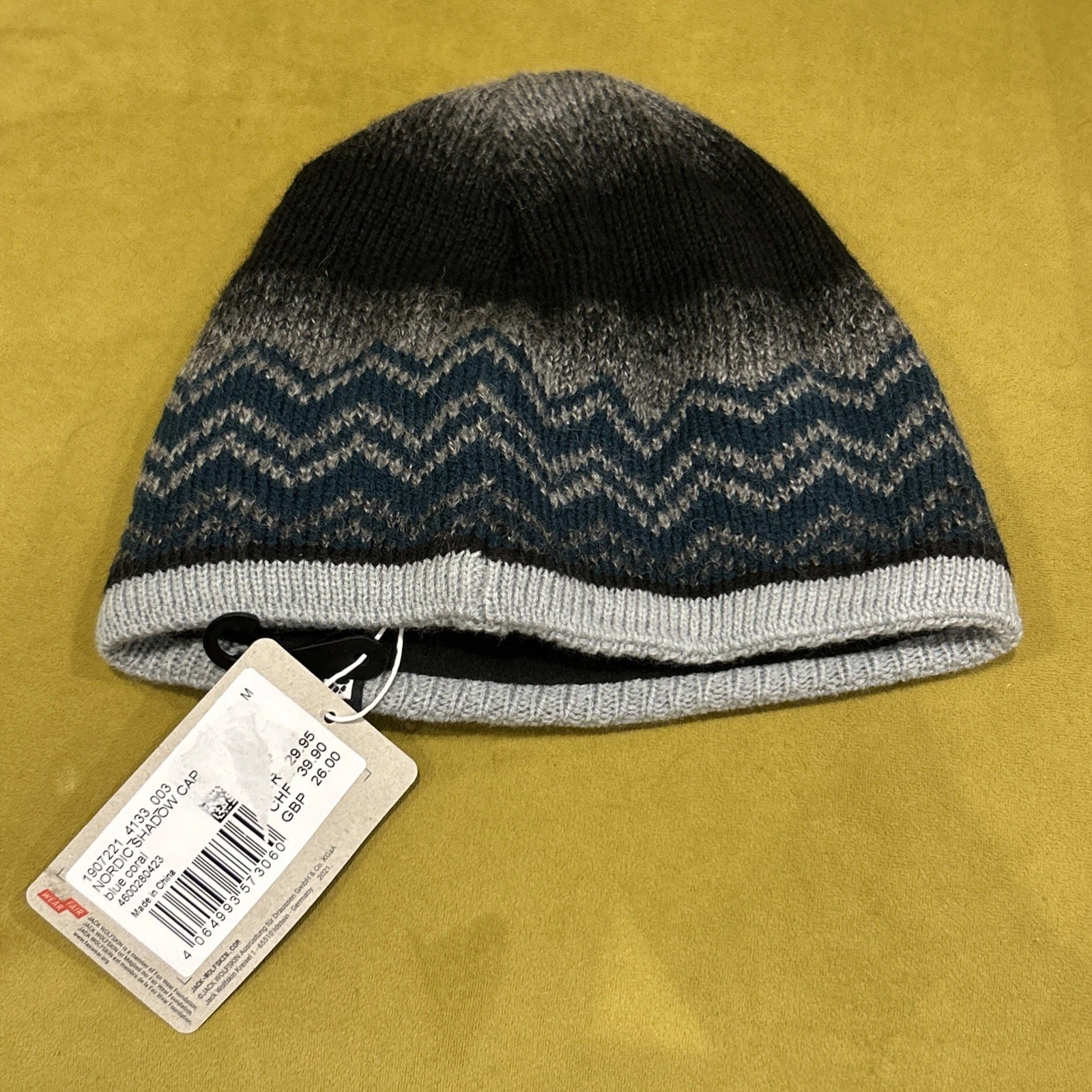 Jack Wolfskin Beenie Hat Fleece Lined Nordic Shadow Cap New Labels Tags