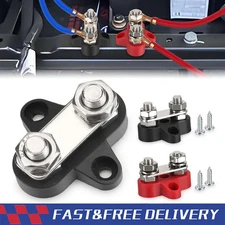 2PCS 1/4" M8 12-48V Bus Bar Terminal Block Power Stud Battery Junction Post