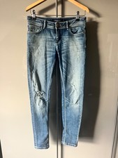 womens Zara skinny distressed jeans UK8 blue ex cond