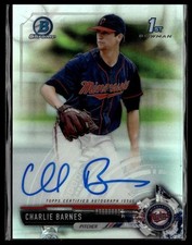 2017 Bowman Draft #CDA-CBA Charlie Barnes Chrome Draft Pick Auto Refractor #/499