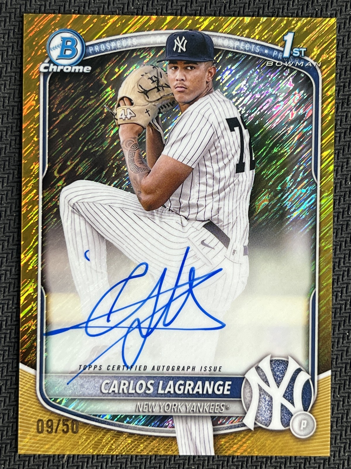2025 Bowman Chrome Prospects Gold Shimmer #CPA-CL Carlos Lagrange 1st Auto 9/50