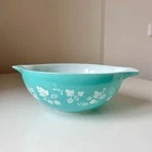 Rare JAJ Pyrex Turquoise Gooseberry Cinderella Mixing Bowl 444 – England Made