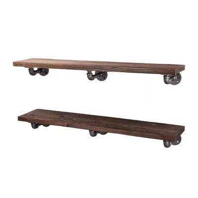 36 In. X 7.5 In. X 6.75 In. Trail Brown Restore Wood Decorative Wall Shelf with