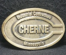 XA17118 VINTAGE 1970s **CHERNE** INDUSTRIAL CONTRACTORS MINNEAPOLIS BELT BUCKLE