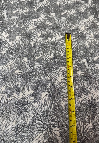 Silver Metallic Pine Needle Fabric one  17 x 20 inch piece 100% Cotton Free Ship - Picture 5 of 10