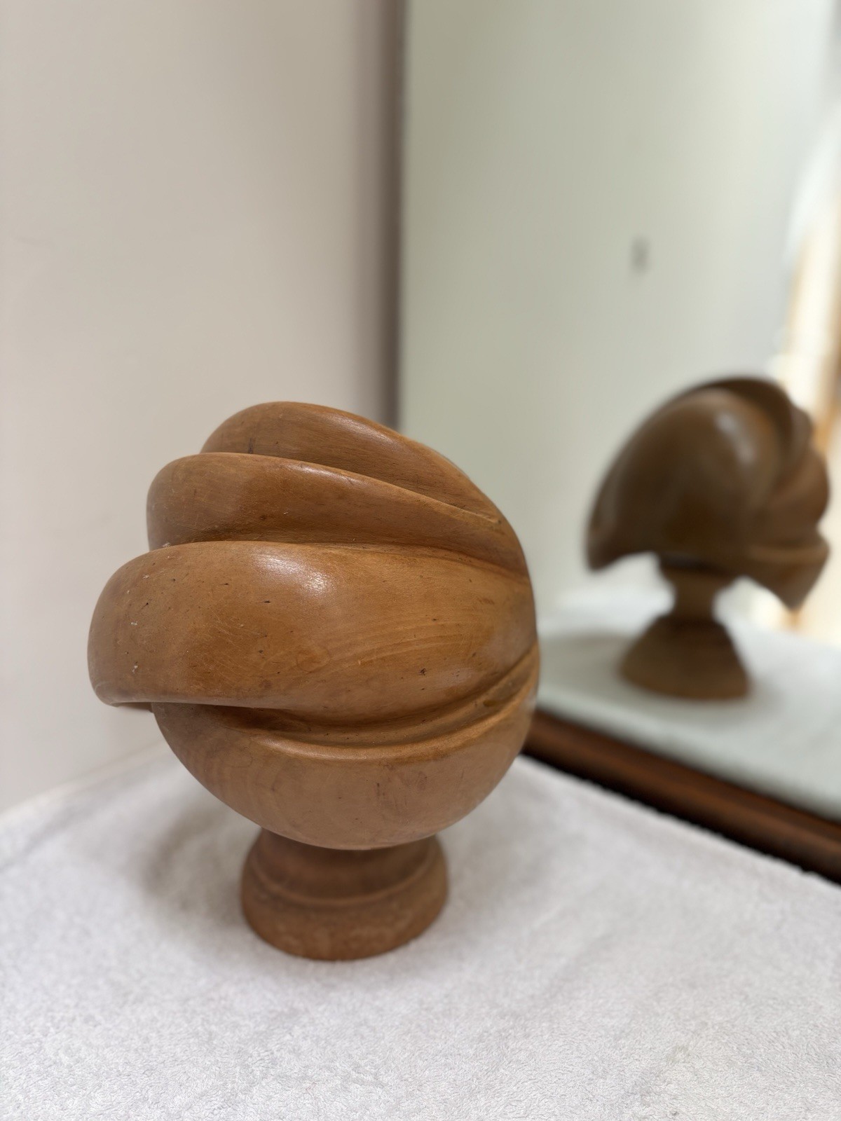Vintage Wooden Hat Block - Sculptural Turban Style - Millinery Tool
