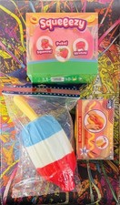 Sunny Days Jumbo Squeeezy Squeezy Squish Popsicle Hot Dog Peach Toy Fidget LOT 3
