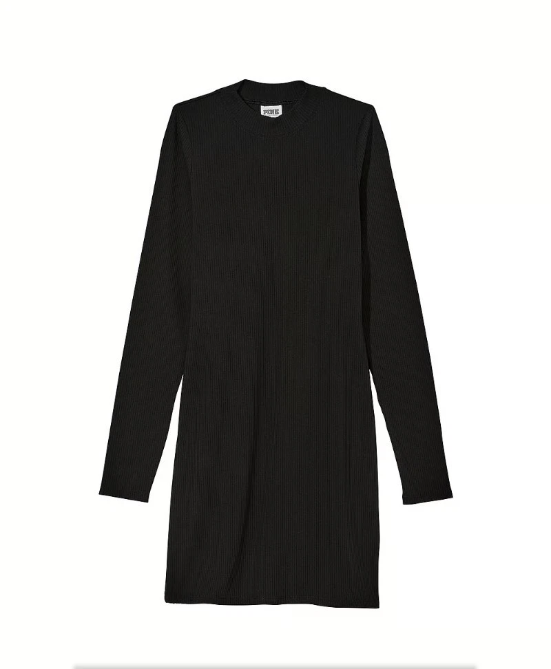 UNDERCOVER Abito Victoria's Secret ROSA manica lunga finto scollo bodycon piccolo nuovo con etichetta