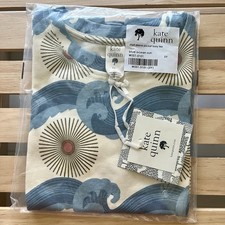 NIB Kate Quinn 5Y Short Sleeve Pocket Boxy Tee Blue Ocean Sun Cotton Interlock