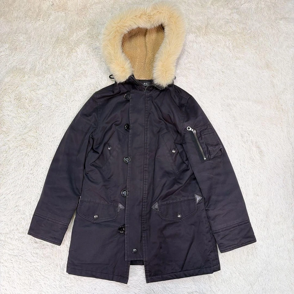 APC Fox N-3B Military Jacket Fur Trim Black for Men - Image 2 of 4