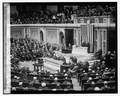 Photo:Coolidge First Message to Congress 1923 Capitol House Chamber