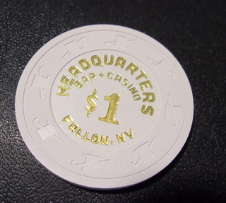 HEADQUARTERS BAR HOTEL CASINO $1 hotel casino gaming poker chip Fallon NV