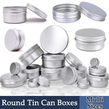 Round Tin Can Boxes Small Mini Metal Jewelry Storage With Screw Cap Multi Sizes
