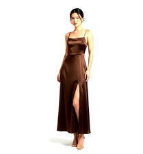 Women Slip 100 Pure Mulberry Silk Spaghetti Strap Front Slit Evening Party Wear