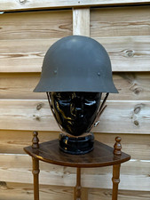 Stahlhelm M/26 Schwedisch schwarz/grau mit Leder-Innenfutter, Kinnriemen Gr. 72