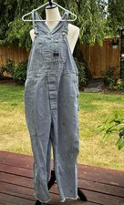 Vintage Distressed Old Paul Bunyan Bib Overalls Striped Denim No Size Tag 60s