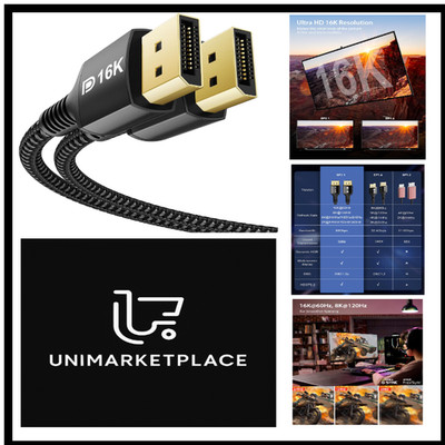 Stouchi 2Pack DisplayPort Kabel 2.1 DP2.1 Kabel [16K@60Hz,10K@60Hz,8K@120Hz,4...
