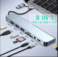 8in1 USB-C Hub Type C To USB TF SD Card 3.5mm Audio Adapter for PC Laptop Tablet