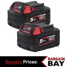 Milwaukee 2 x M18B5 Red Lithium-Ion 18V 5Ah Battery Twin Pack