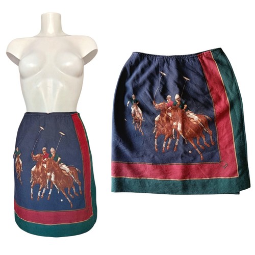 Ralph Lauren Vintage Women's Equestrian "Polo Game" Wool Skirt 6/XS-S - 1980s