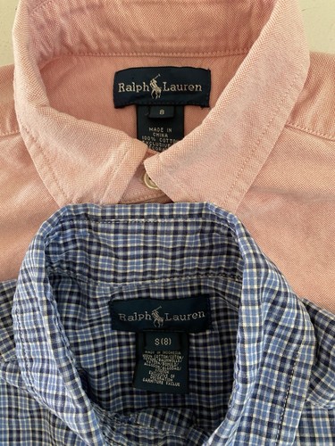 Ralph Lauren Cotton Long Sleeve Button Down Shirt Boys Size 8 Lot Of 2 - Picture 2 of 12
