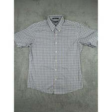 Eddie Bauer Mens Large Classic Fit Wrinkle Free Short Sleeve Check Shirt Blue