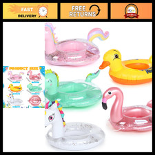 5 Pack Inflatable Pool Floats - Cartoon Swim Tubes, Glitter Beach Floaties, Summ
