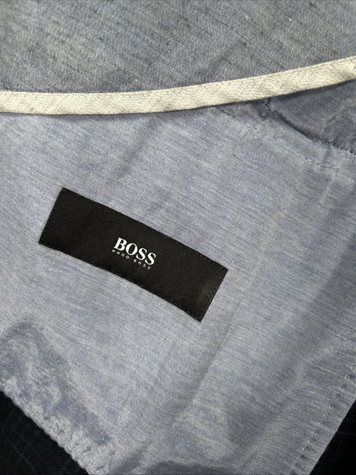 Hugo Boss Cotton Linen Windowpane Plaid Sport Coat Blazer Navy 44L Unstructured thumbnail 8