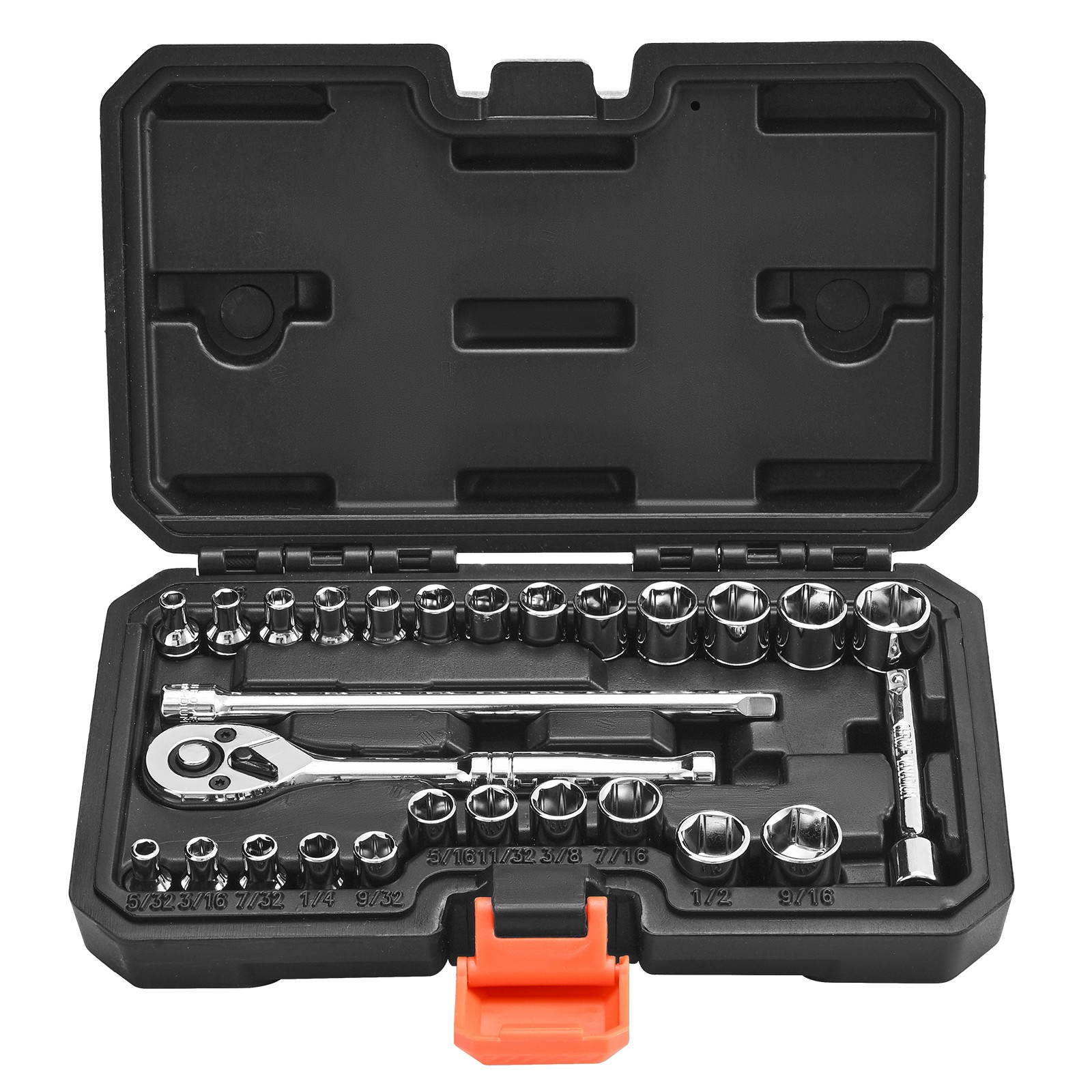Coffret cliquet 6,4 mm VEVOR en acier chrome vanadium chrome satine