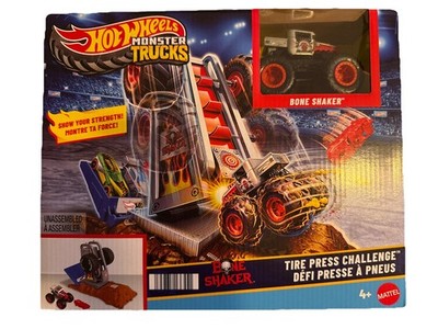Hot Wheels Monster Trucks Arena Smashers Tire Press Challenge Bone Shaker