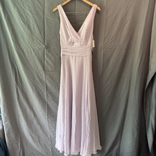David's Bridal F19831 Dress Iris Purple Chiffon V-Neck Long Bridesmaid Size 10