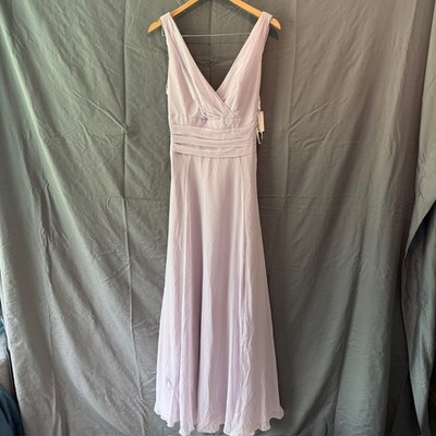 David's Bridal F19831 Dress Iris Purple Chiffon V-Neck Long Bridesmaid Size 10