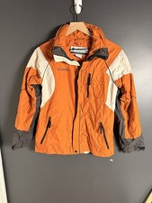 Columbia Jacket Hoodie Hooded Orange Black Youth 14/16 Large Wind Breaker
