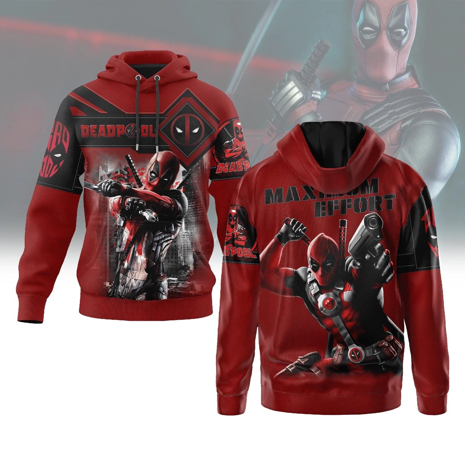 Deadpool Superhero Maximum Effort Deadpool Lover Gift For Fan Hoodie 3D Printed