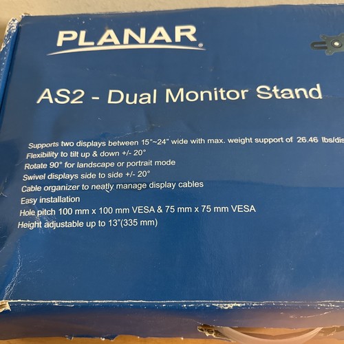 Planar AS2 Dual Monitor Stand | Black | 997-5253-00 - Open-Box - No Directions - Picture 3 of 14