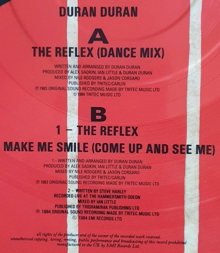 Duran Duran The Reflex UK 12" 1984 Picture Disc Good Condition Printed Sleeve - Picture 22 of 24