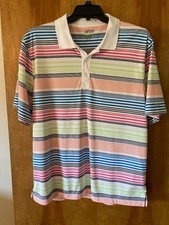 Izod Golf - Men's Polo - Multi-Color Stripe - Slim Fit Short Sleeves - XXL - EC