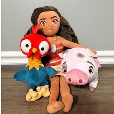 Disney Store Moana Hei Hei Pua Plush Bundle Lot 12" Doll Pig Rooster Authentic