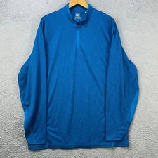 Cutter Buck CB DryTec Wool Blend Sweatshirt Men 2XL Blue Wicking Quarter Zip NEW