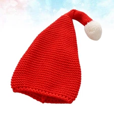 Christmas Knit Beanie Santa Hat Warm Hat with Fluffy Pompom for