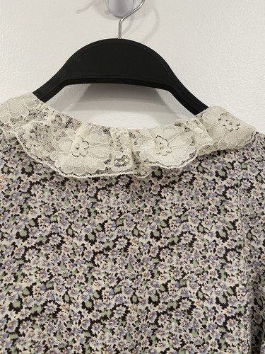 Alley Cats Fashion Romper Girls Floral lace collar pearl button CottageCore 5T - Picture 11 of 11