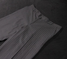 Gianni Versace Dress Pants Mens 52 Striped Wool Slacks Black Italy Made