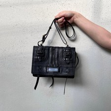 RARE☆☆☆Auth PRADA Etiquette Leather Messager Shoulder Flap Bag Black