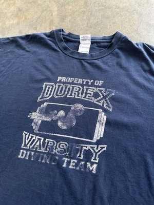 Vintage Y2K Durex Varsity Diving Team Humor Parody Graphic Tee Rare Faded XL