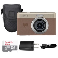 Kodak PIXPRO C1 Compact Digital Camera Brown  32GB Memory Card  Case