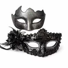 Couple Masquerade Masks Set Venetian Party Mask Costume Mask Black